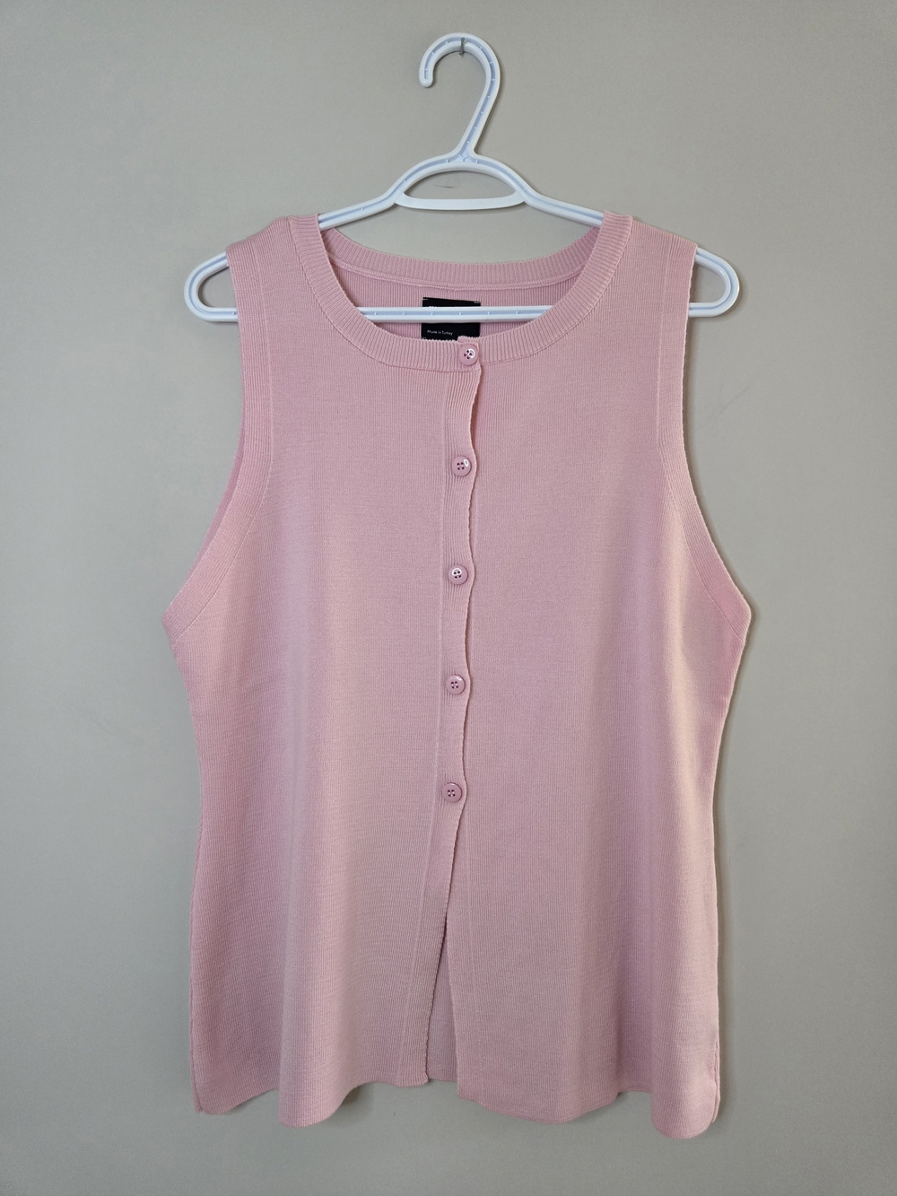 ASOS sleeveless button-front knit top in light pink, medium + new